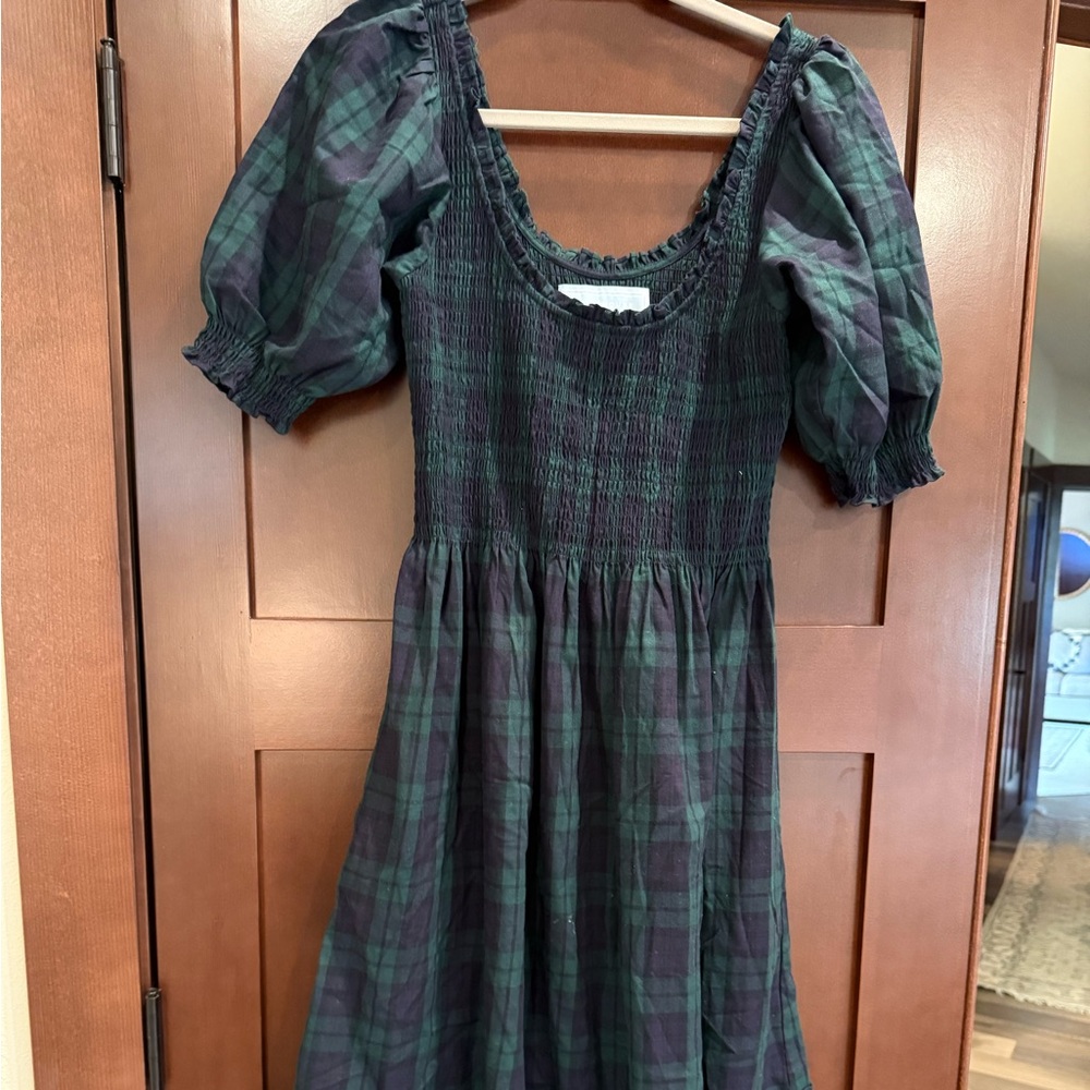 Hill House Plaid Dress in Green and Blue